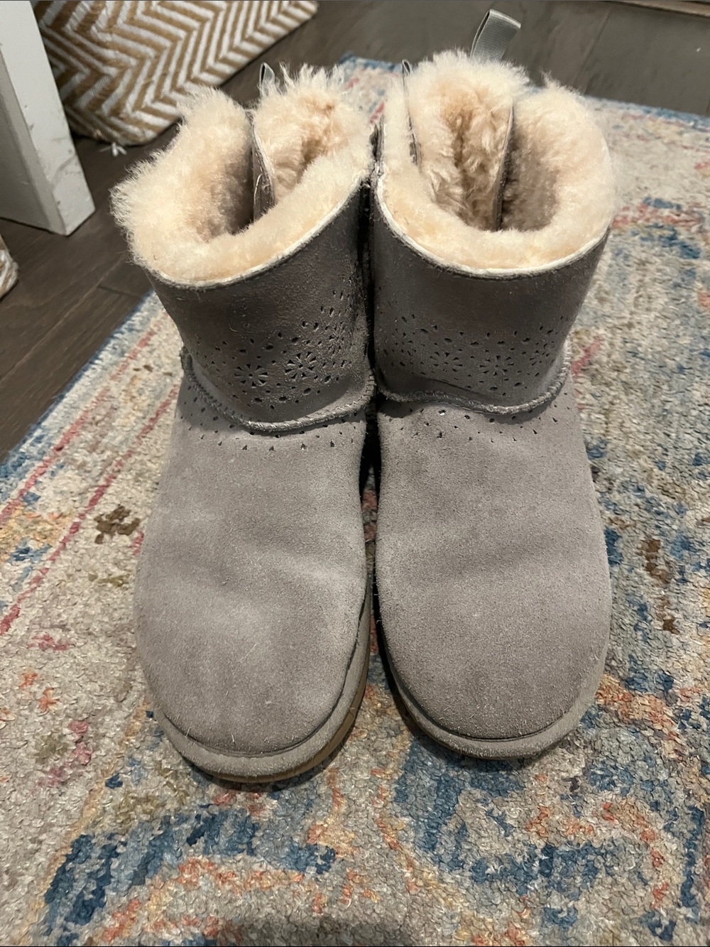 UGG Gray Suede Shearling Lined Short Boots